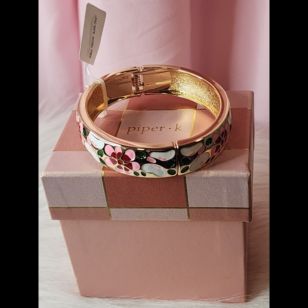 Piper K Floral Bangle Clamper Bracelet